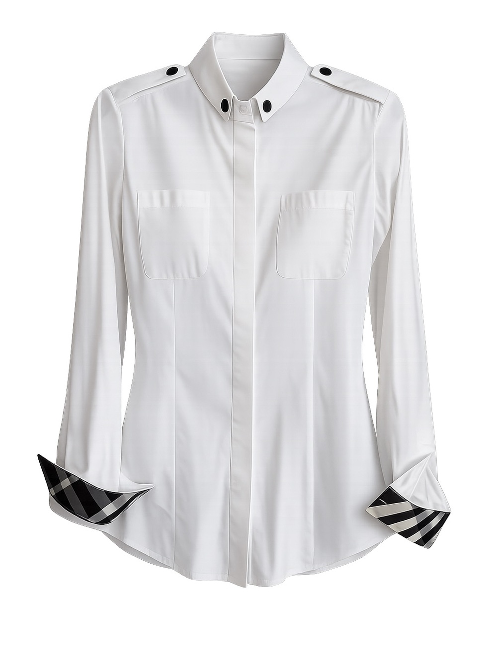 Burberry White Shirt with Black Trim